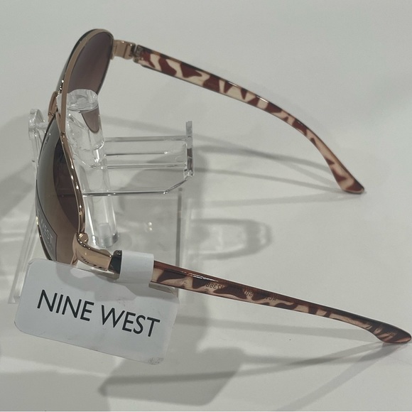 Nine West Aviator Style Brown Tortoise Colored Sunglasses with Gold Metal Frame - Picture 5 of 12